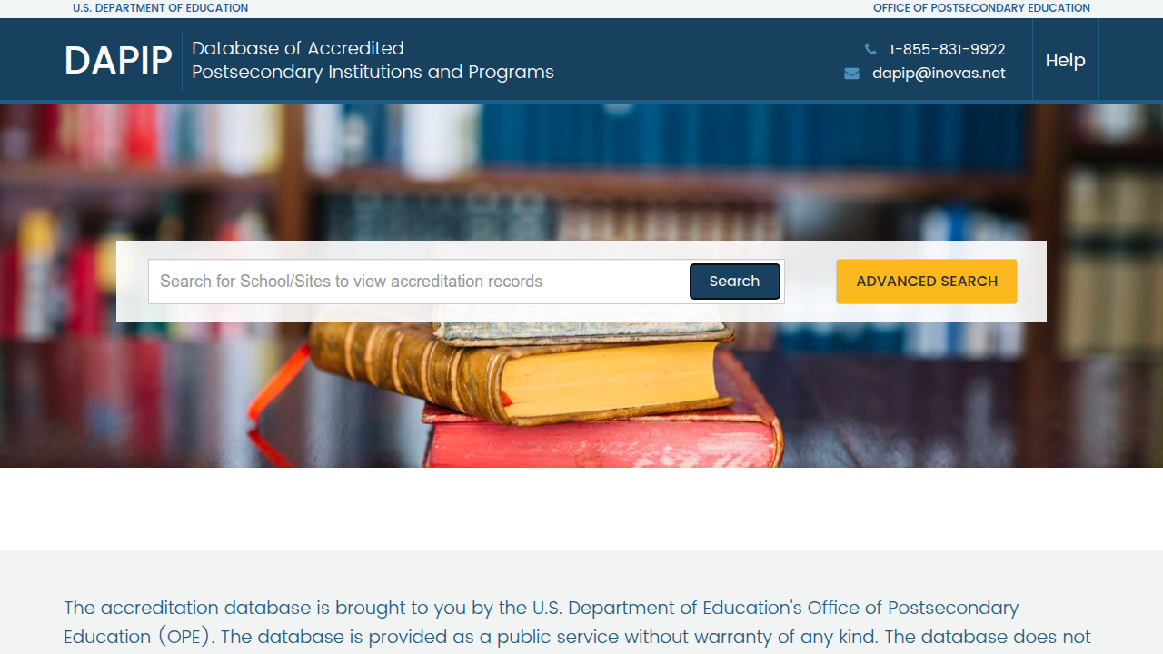 Utilize the official U.S. Department of Education database to verify the accreditation status of postsecondary institutions and programs.