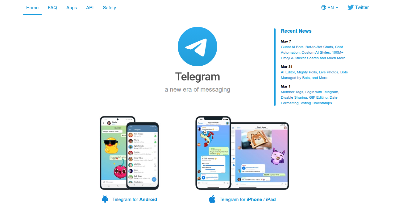 The Telegram messenger homepage, representing online communities for sharing free course deals.